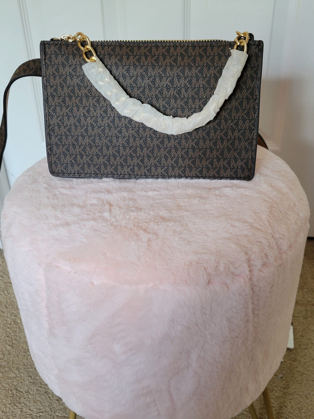 Classic Brown Monogram Crossbody Handbag - Women's Bag
